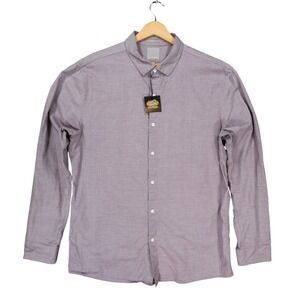 A-FRAME Button Up Mens‎ L Purple Excellent Slim Fit Stretch Micro Stripe